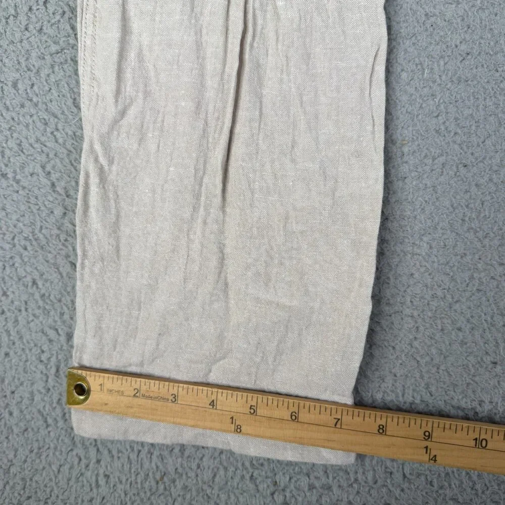LINEN CHINO  Pants Mens M Beige Pull On Casual Beachy Resort Coastal Panama Jack